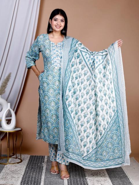 Rsk Wholsale VOl JC06 Top Bottom Dupatta Pure Cotton Printed 3 PCS SET Online Wholesale In Surat