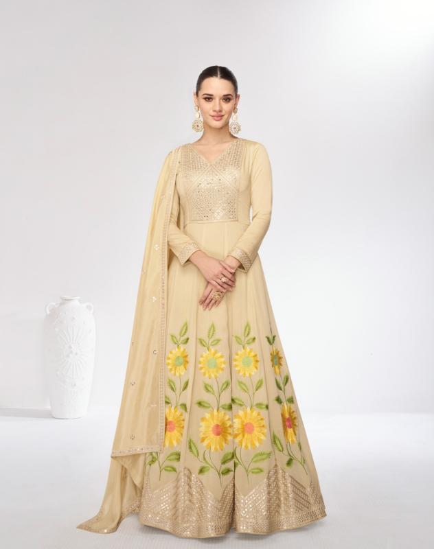 Aashirwad Mari Gold Premium Silk Gown With Dupatta Collection