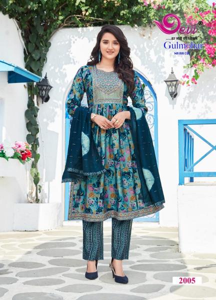 Devi Gulmohar Vol 2 Nyra Cut Kurti Pant With Dupatta