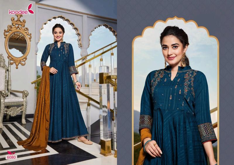 Koodee Sundra 3 Viscose Long Gown With Dupatta Collection