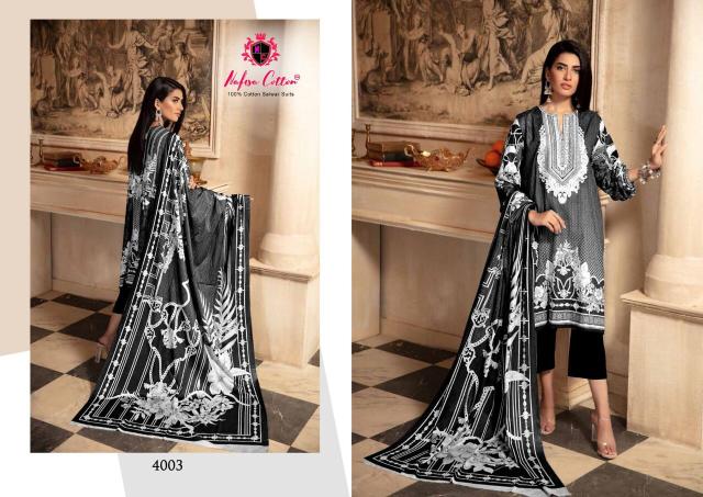 Nafisa Black And White 4 Karachi Cotton Dress Material