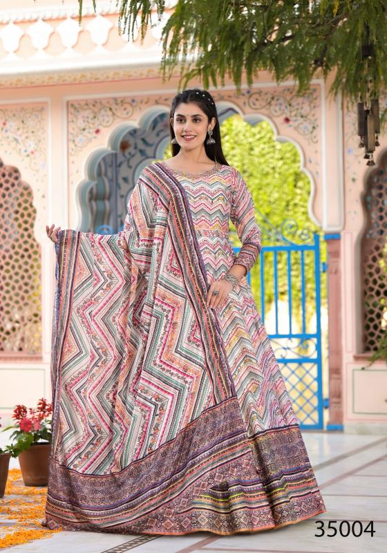 Ramya 01 Dola Silk Digital Printed Gown With Dupatta Collection