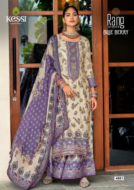 Rang Blue Berry Muslin Printed Dress Material Collection