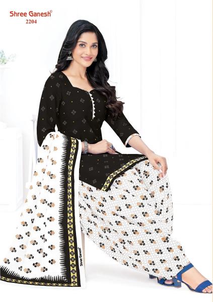 Shree Ganesh White And Black Vol 2 Cotton Dress Material