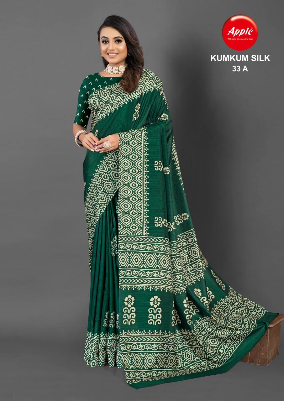 Apple Kumkum 33 Cotton Blend Printed Saree Collection