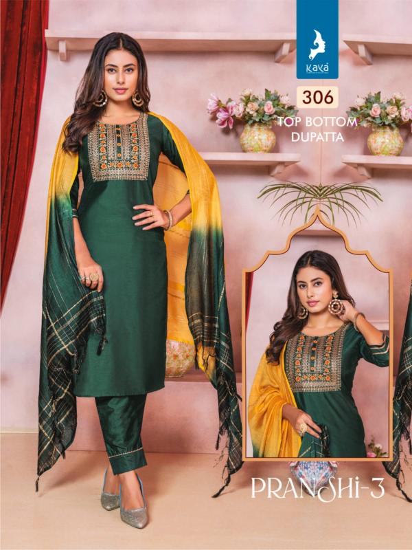 Kaya Pranshi 3 Chanderi Silk Kurti Bottom With Dupatta Collection