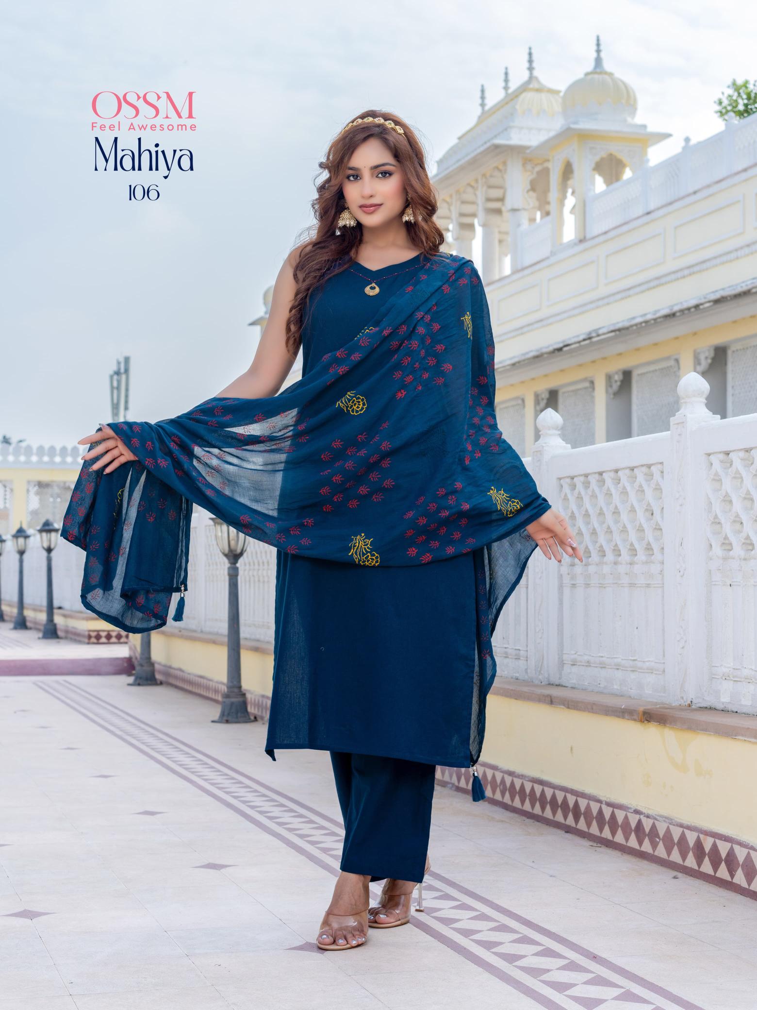 Ossm Mahiya Cotton Kurti Bottom With Dupatta Collection