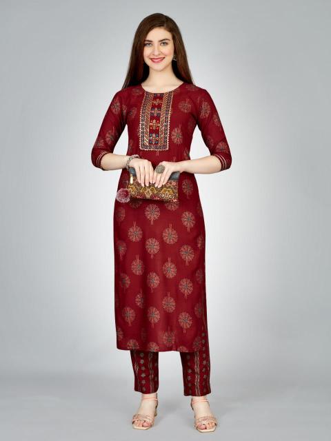 Radhika 1 Heavy Rayon Foil Printed Kurti With Bottom Collection