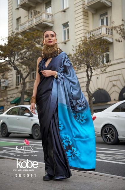 Rajtex Kobe Printed Japanese Satin Crepe Sarees Collection