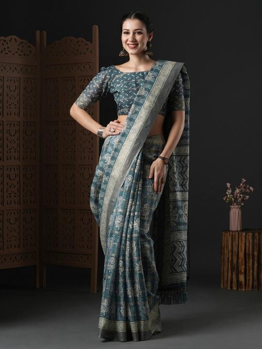 Silk Balusha Kota Doria Cotton Printed Designer Saree Collection