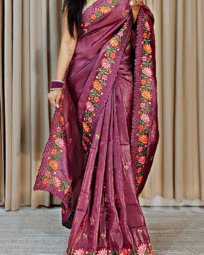 Vt 5083 Gold Crush Multi Embroidery Saree Collection