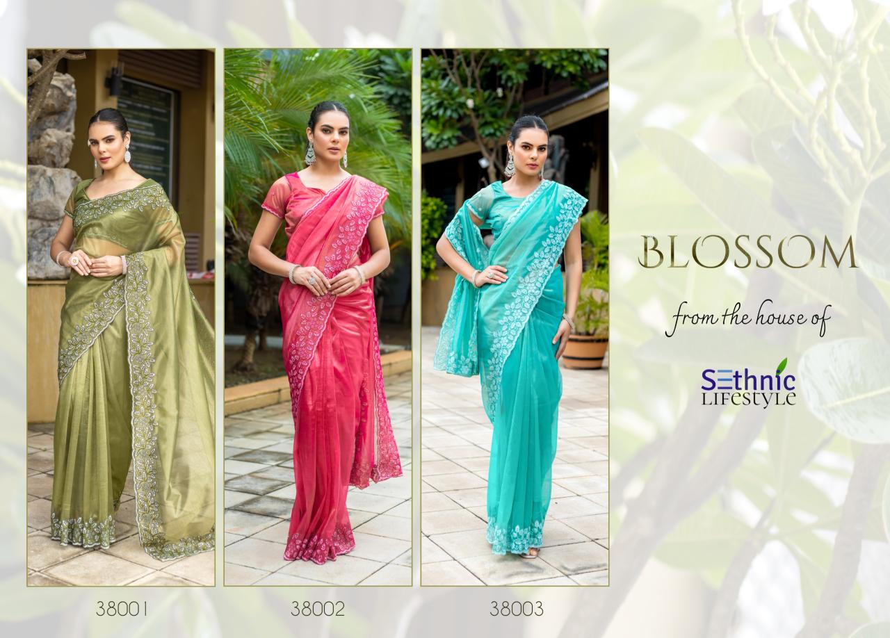 Sethnic Blossom Gold Infused Twill Fancy Saree Collection