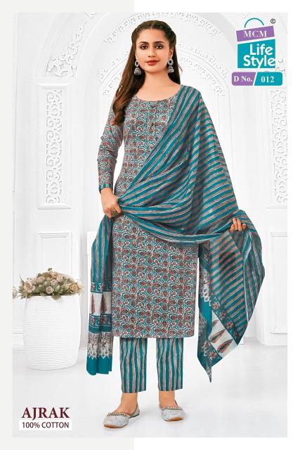 Mcm Ajrak Vol 1 Cotton Ajrak Printed Kurti Bottom With Dupatta