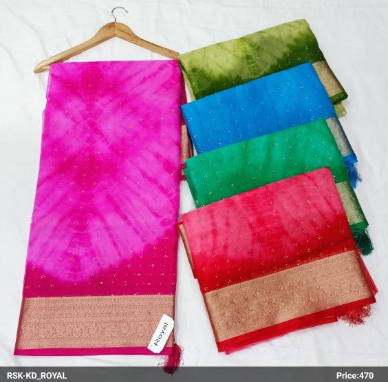 KD_ROYAL ORGANZA SIROSKI WORK SAREE SET OF 5 PCS