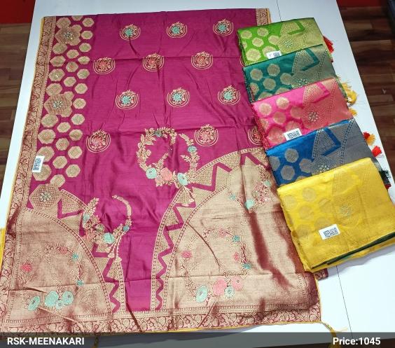 MEENAKARI DOLA SILK SAREE WITH SHIROSKI WORK SET OF 6 PCS