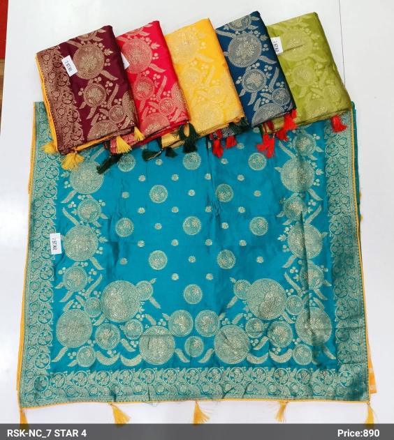 NC_7 STAR 4 DOLA SILK SAREE WITH SHIROSKI WORK SET OF 6 PCS