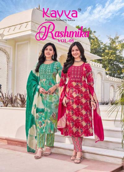 Kavya Rashmika Vol 05 Rayon Kurti Pant With Dupatta Collection