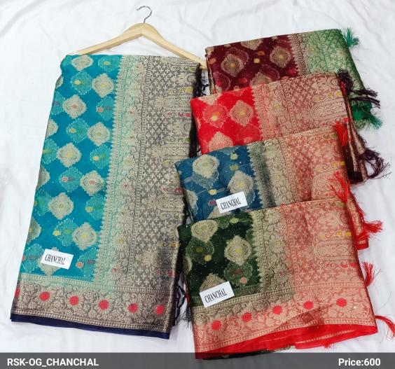 OG_CHANCHAL ORGANZA SIROSKI WORK SAREE SET OF 6 PCS