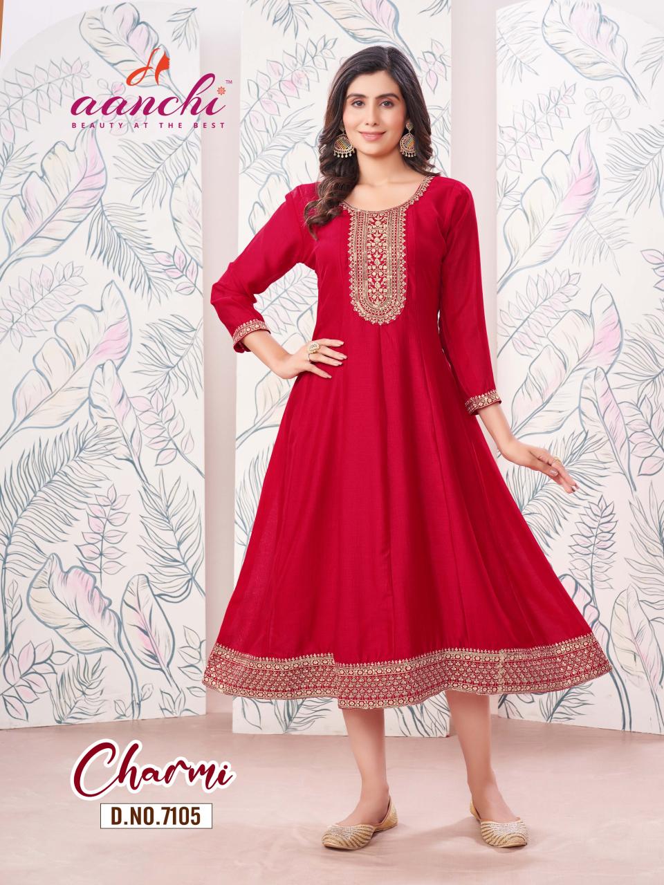 Aanchi Charmi Vichitra Embroidered Kurti Collection