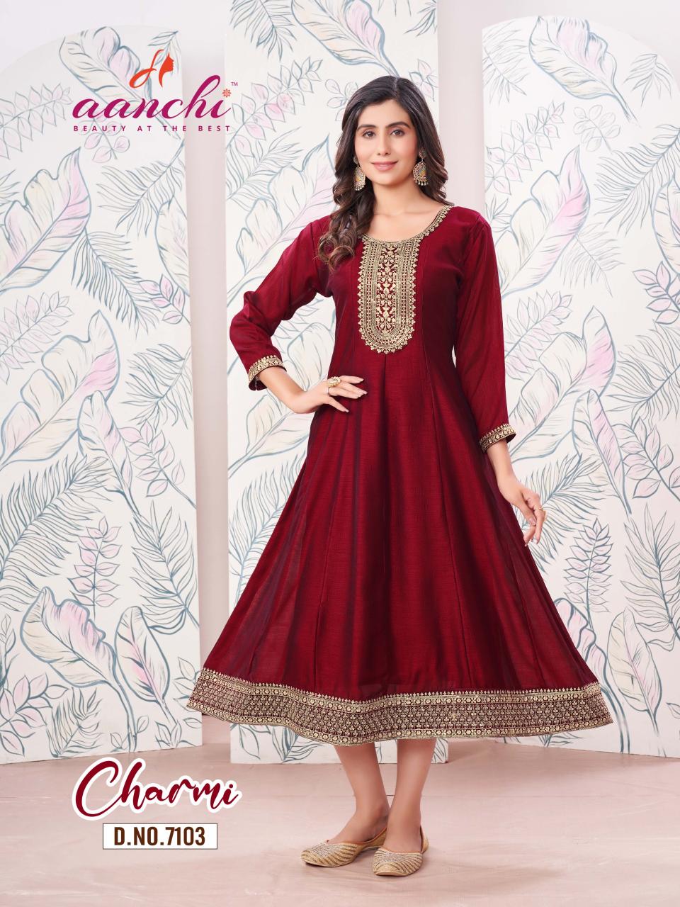 Aanchi Charmi Vichitra Embroidered Kurti Collection