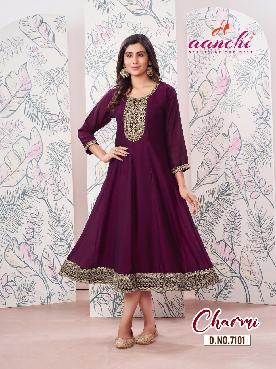 Aanchi Charmi Vichitra Embroidered Kurti Collection