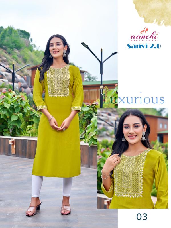 Aanchi Sanvi 2.0 Fancy Embroidered Kurti Collection