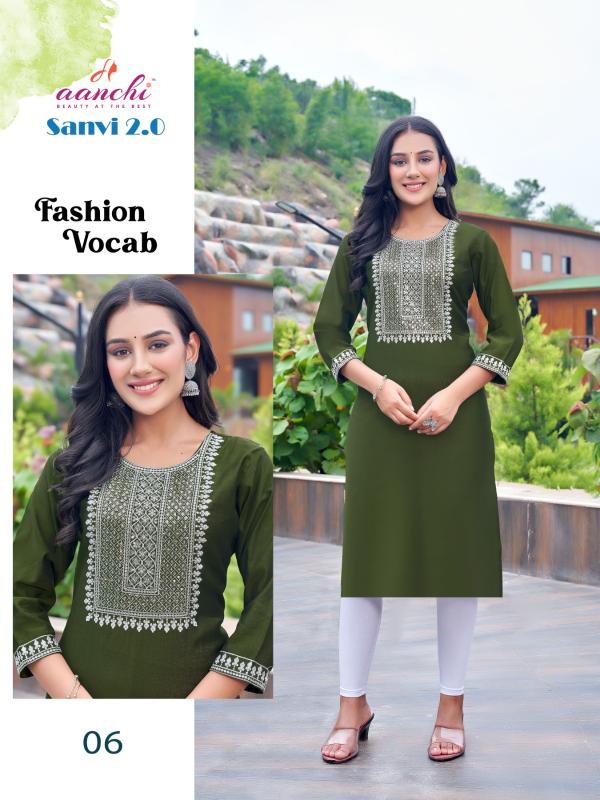 Aanchi Sanvi 2.0 Fancy Embroidered Kurti Collection