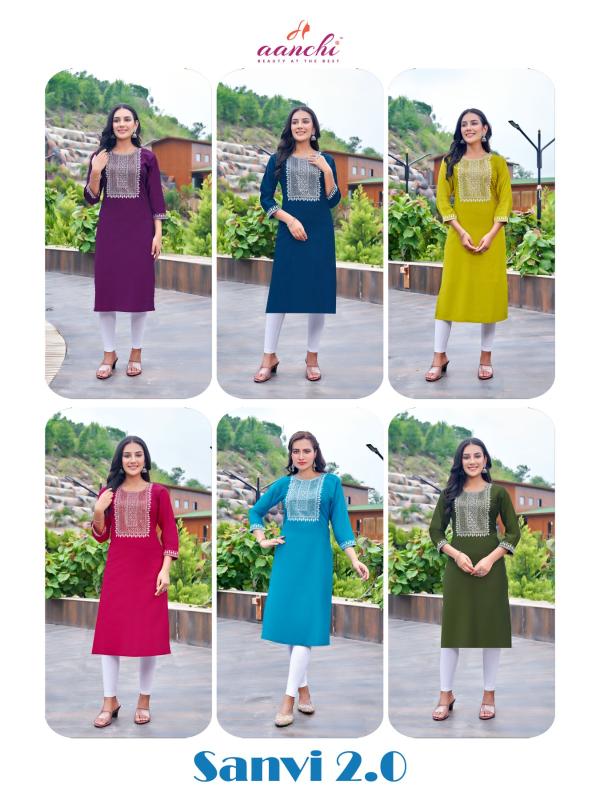 Aanchi Sanvi 2.0 Fancy Embroidered Kurti Collection