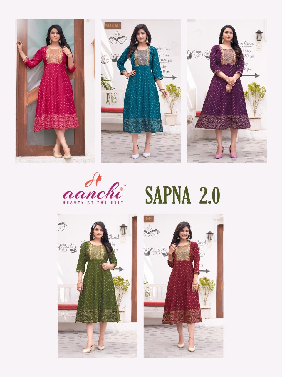 Aanchi Sapna 2.0 Roman Silk Embroidered Kurti Collection