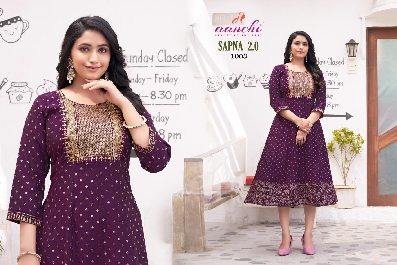 Aanchi Sapna 2.0 Roman Silk Embroidered Kurti Collection