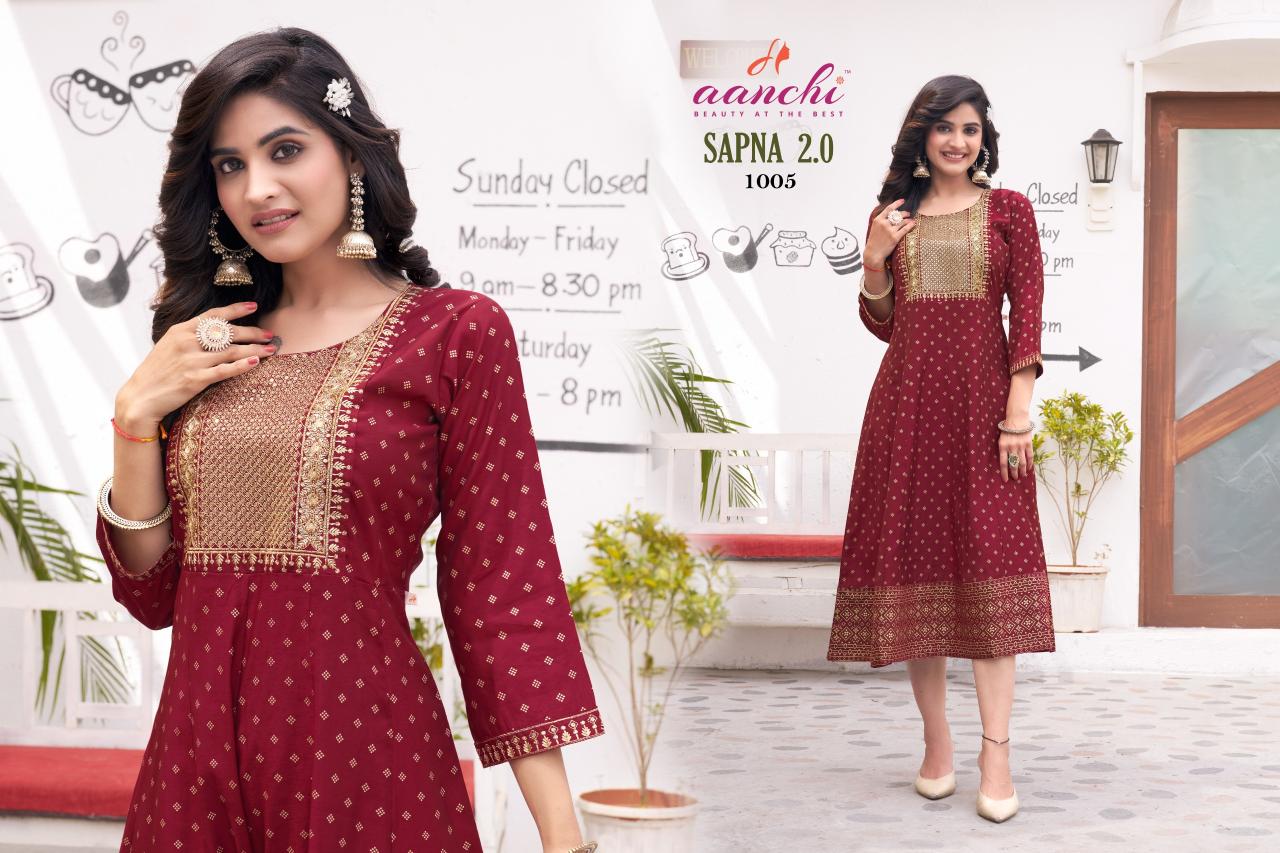 Aanchi Sapna 2.0 Roman Silk Embroidered Kurti Collection