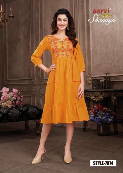 Aarvi Shanaya Vol 6 New Casual Designer Long Kurti Collection