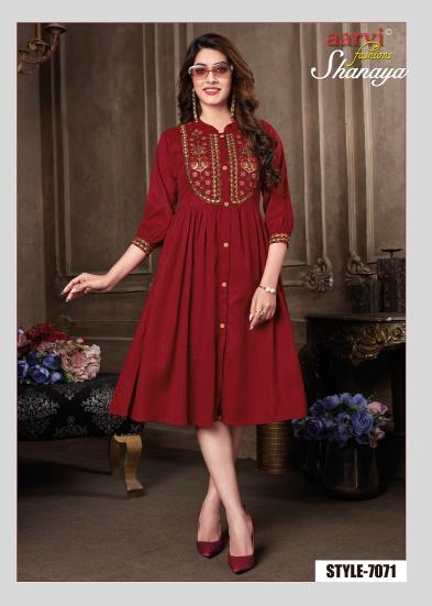 Aarvi Shanaya Vol 6 New Casual Designer Long Kurti Collection