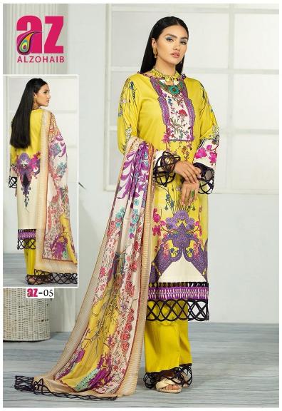 Alzohaib Zoohra Vol 1 Luxury Lawn Collection Dress Material