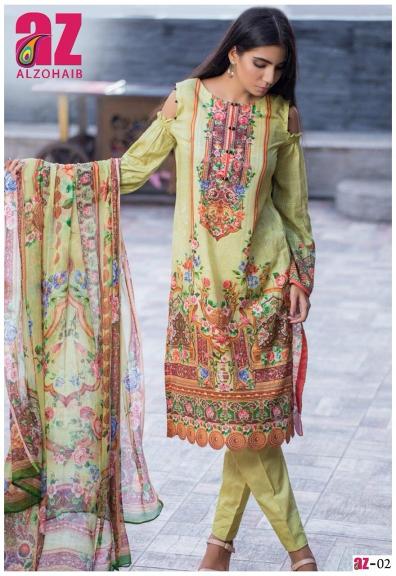 Alzohaib Zoohra Vol 1 Luxury Lawn Collection Dress Material