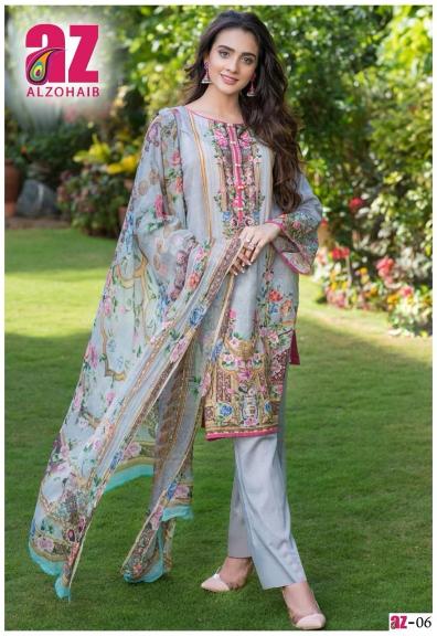 Alzohaib Zoohra Vol 1 Luxury Lawn Collection Dress Material