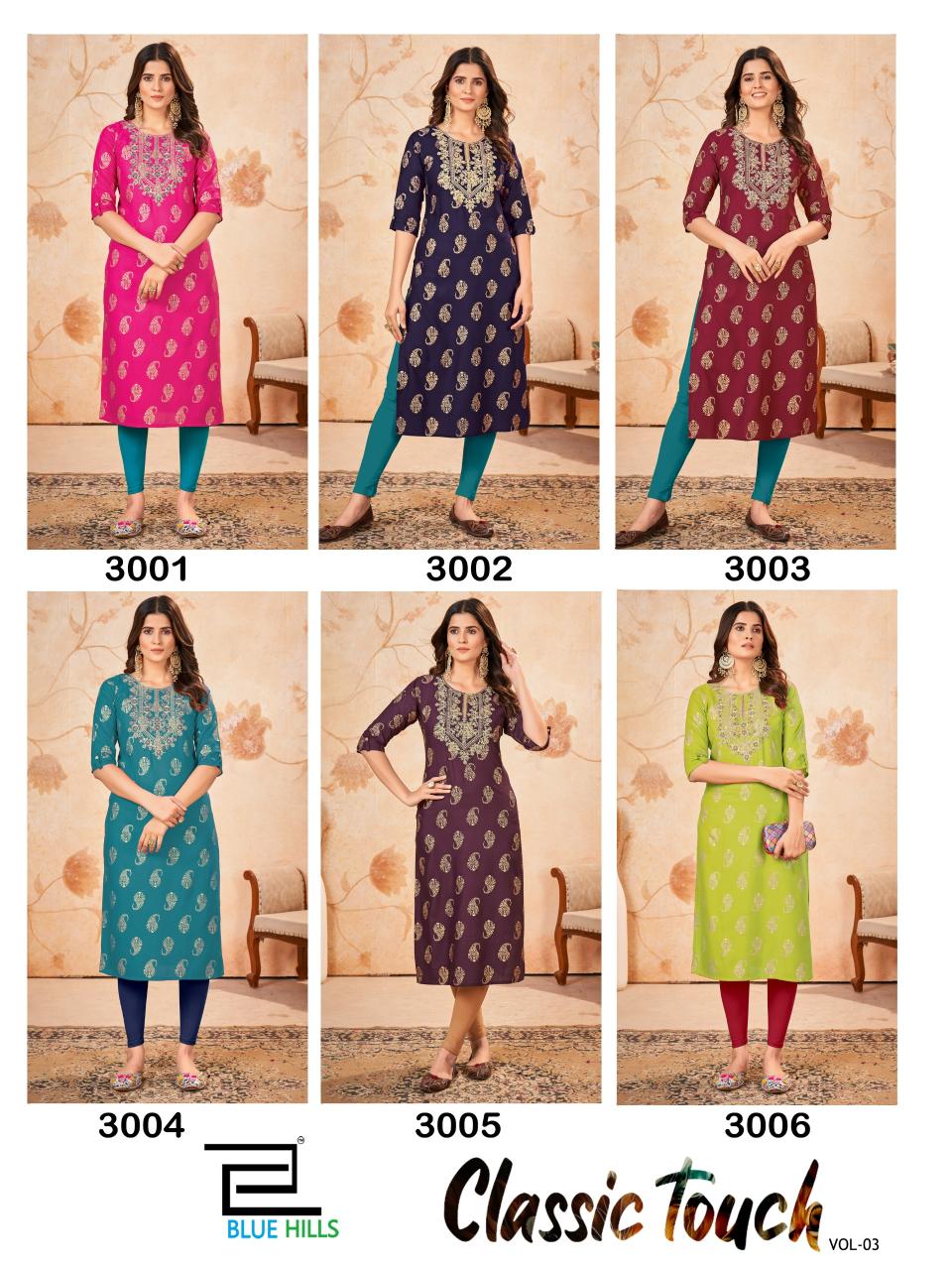 Blue Hills Classic Touch Vol 3 Rayon Kurti Collection