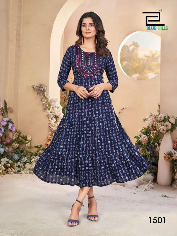 Blue Hills Sarfaraz Vol 15 Nx Rayon Printed Kurti Collection