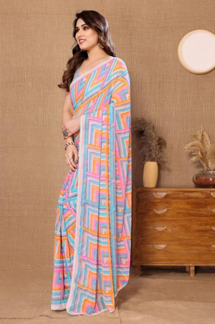 Bt Floral Beautiful Ready To Wear Georgette Printed Saree