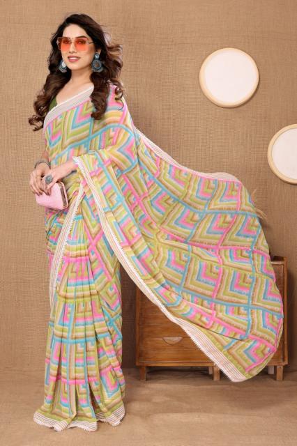 Bt Floral Beautiful Ready To Wear Georgette Printed Saree