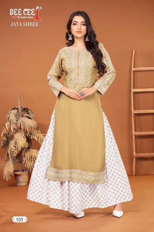 Deecee Jayashree Rayon Plain Fancy Kurti With Skirt Collection