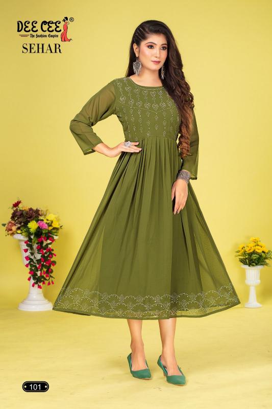 Deecee Sehar Georgette Plan Long Kurti Collection