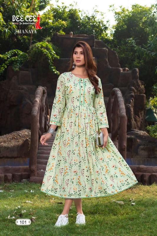 Deecee Shanaya Rayon Printed Long Kurti Collection