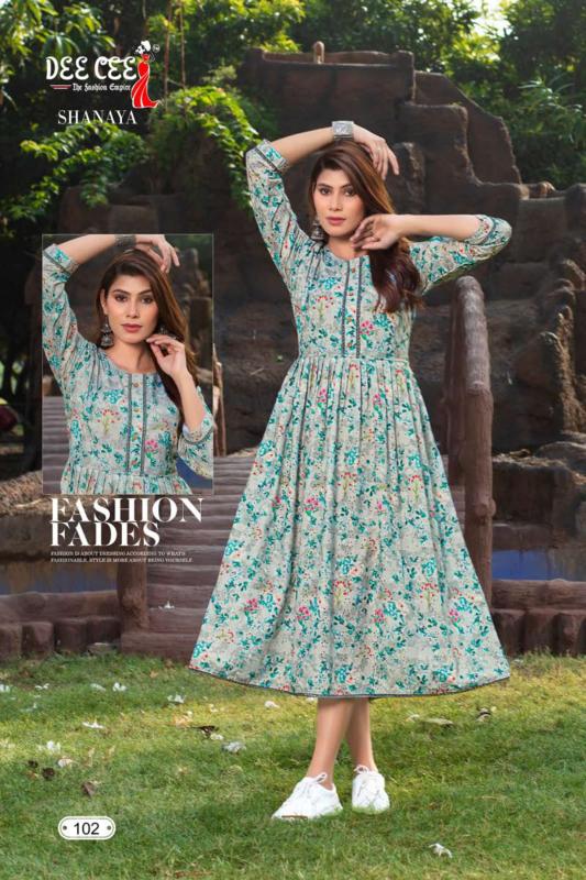 Deecee Shanaya Rayon Printed Long Kurti Collection