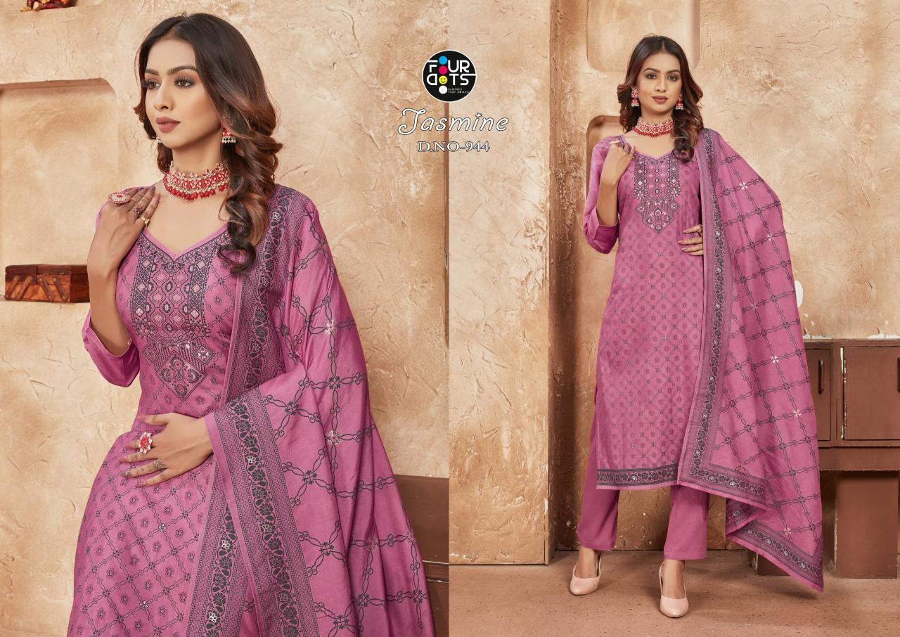 Four Dots Jasmine Muslin Designer Dress Material Collection