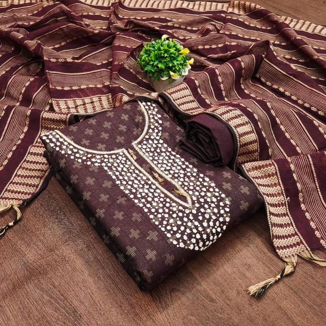 Gng 50075 Casual Wear Cotton Jacquard Dress Material Collection