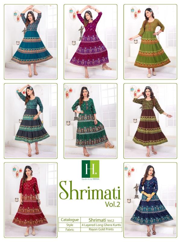 Hirwa Shrimati Vol 2 Fancy Long Anarkali Kurti Collection