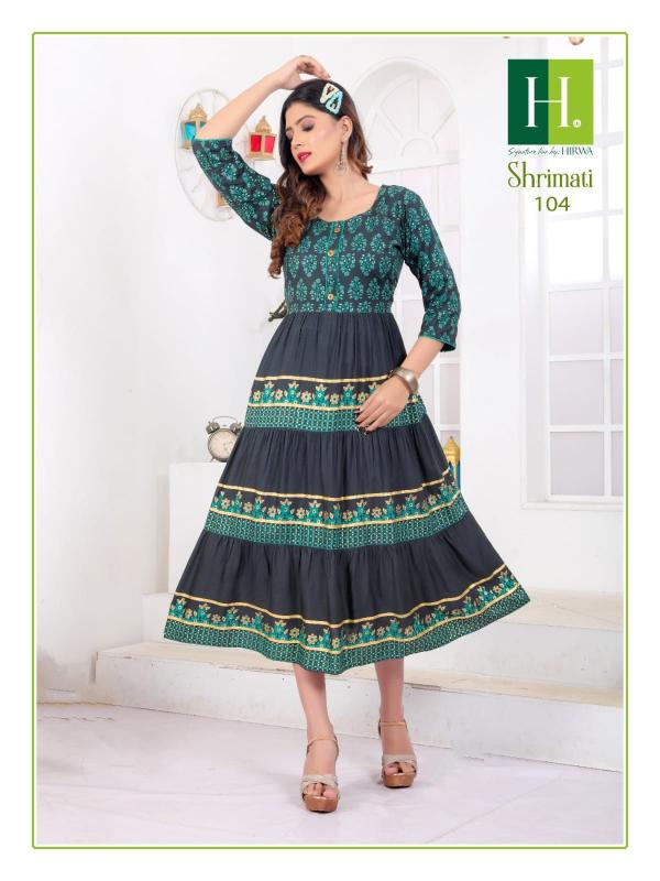 Hirwa Shrimati Vol 2 Fancy Long Anarkali Kurti Collection