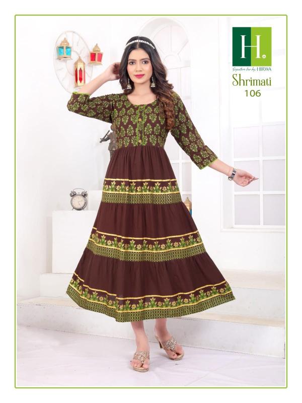 Hirwa Shrimati Vol 2 Fancy Long Anarkali Kurti Collection