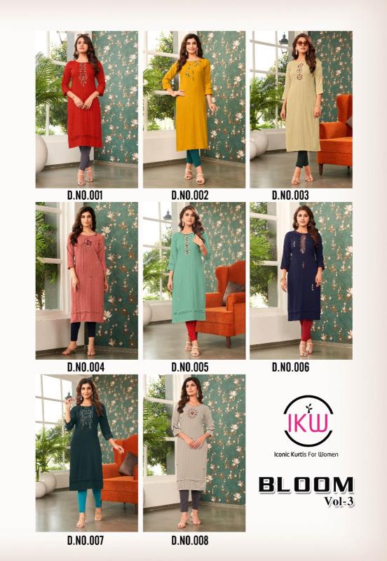 Ikw Bloom Vol 3 New Styles Designer Long Kurti Collection